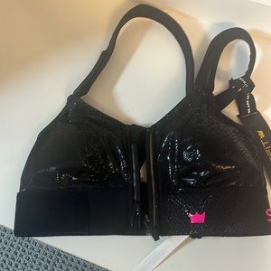 Shefit xsmall sports bra-black snakeskin with hot pink logo brand new with tag